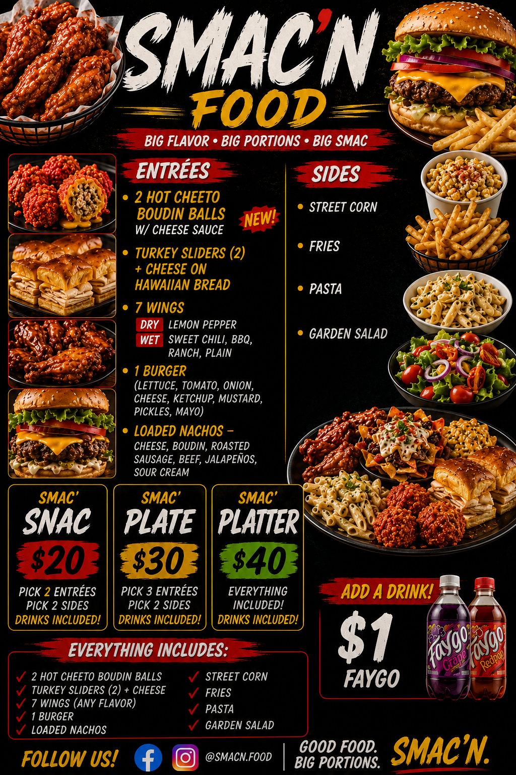 SMAC'N FOOD full menu poster